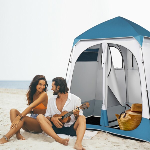 Cheap Goat Tents Waterproof Beach Tents Outdoor Camping Shelter Oxford Cloth Durable Double People Dressing Tent 229*229*122cm   